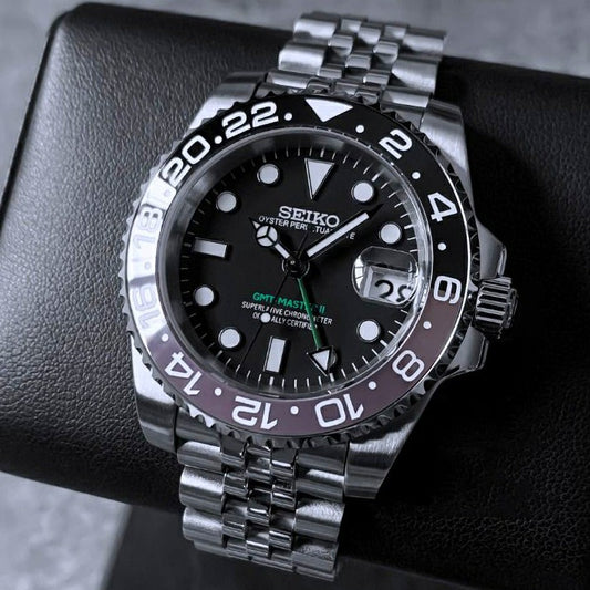 Seiko Mod GMT Homage NH34 Automatic Movement Black&Grey 40mm Watch